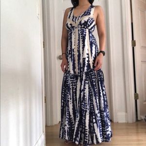 Charlotte Tarantola blue & white tie dye maxi